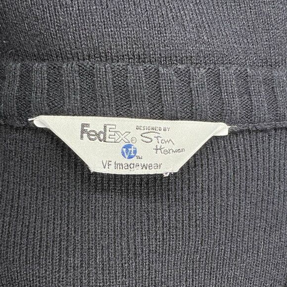 FedEx Sweater Stan Herman VF Imagewear Men's Size XL Black Vintage V-Neck - Picture 6 of 7